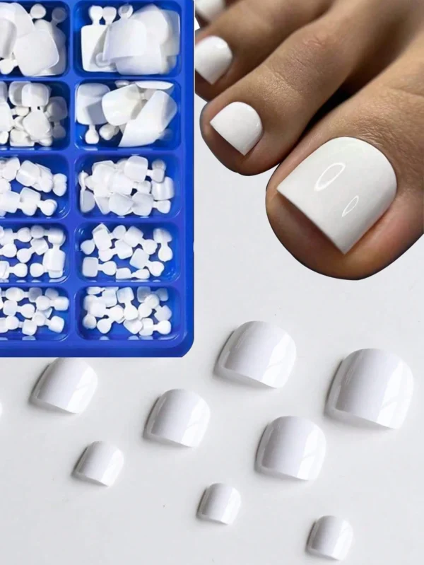 100 pcs faux ongles orteils brillants