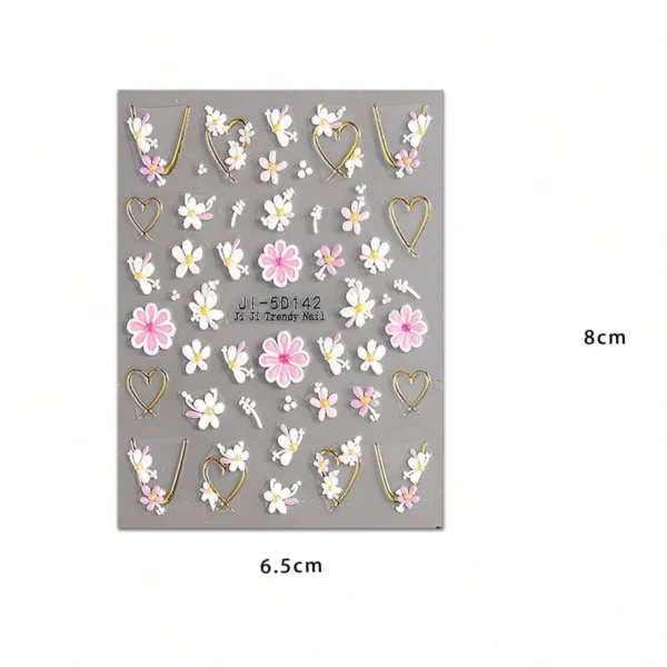 2 pcs Autocollants fleurs cœur – Image 7