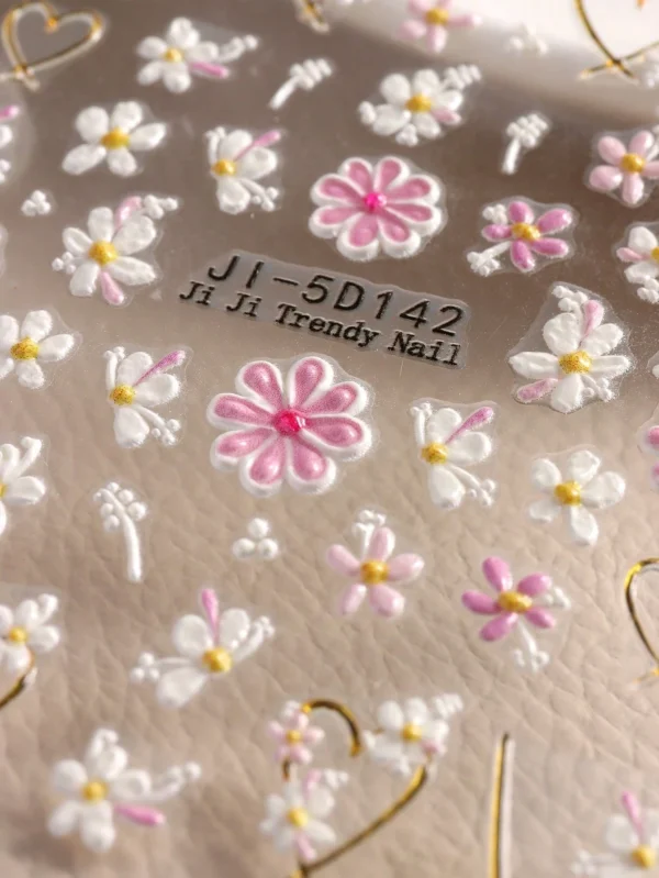2 pcs Autocollants fleurs cœur – Image 4