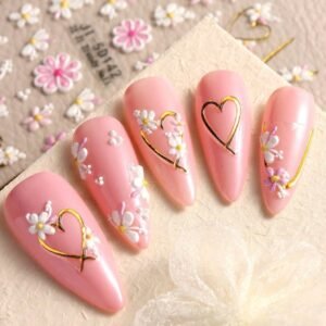 2 pcs Autocollants fleurs cœur