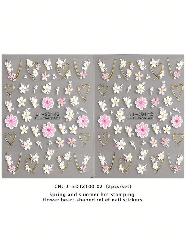 2 pcs Autocollants fleurs cœur – Image 6