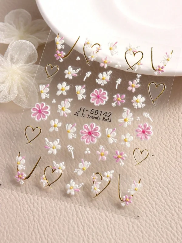 2 pcs Autocollants fleurs cœur – Image 5