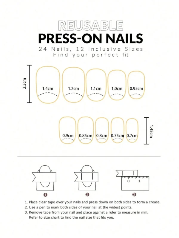 24 pcs ongles carrés fleurs roses – Image 4