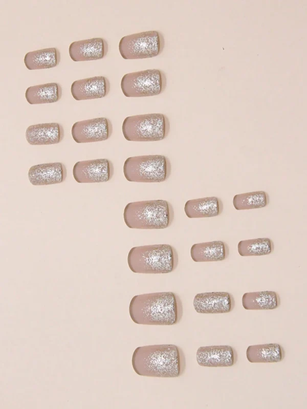 24 pcs ongles carrés dégradé glitter – Image 2