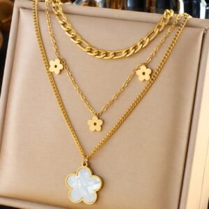 Collier Fleur Coquillage Multi
