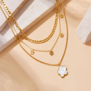 Collier Fleur Coquillage Vintage