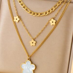 Collier Fleur Coquillage Vintage