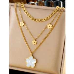 Collier Fleur Coquillage Inox