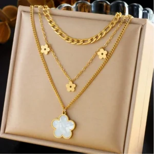 Collier Fleur Coquillage Inox