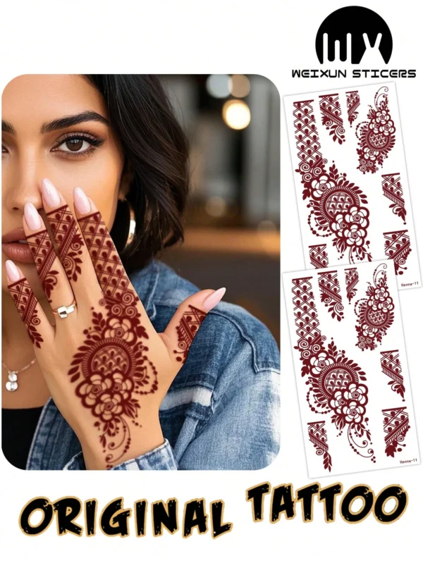 2 pcs tatouage mandala rouge
