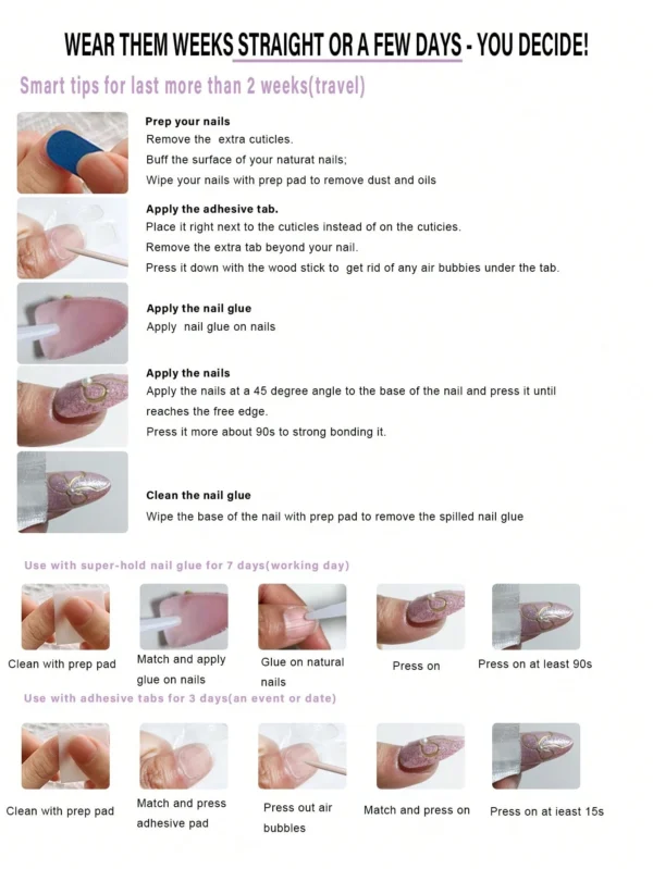 24 pcs ongles courts rose – Image 7
