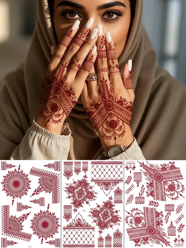 3 pcs tatouage henné rouge