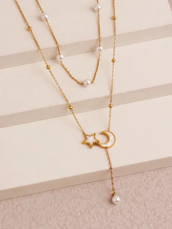 Collier Étoile Lune Perle