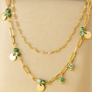 Collier Disque Perle Double