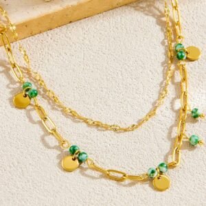 Collier Disque Perle Double