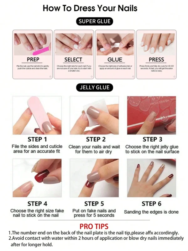 24 pcs ongles French floral longs – Image 7
