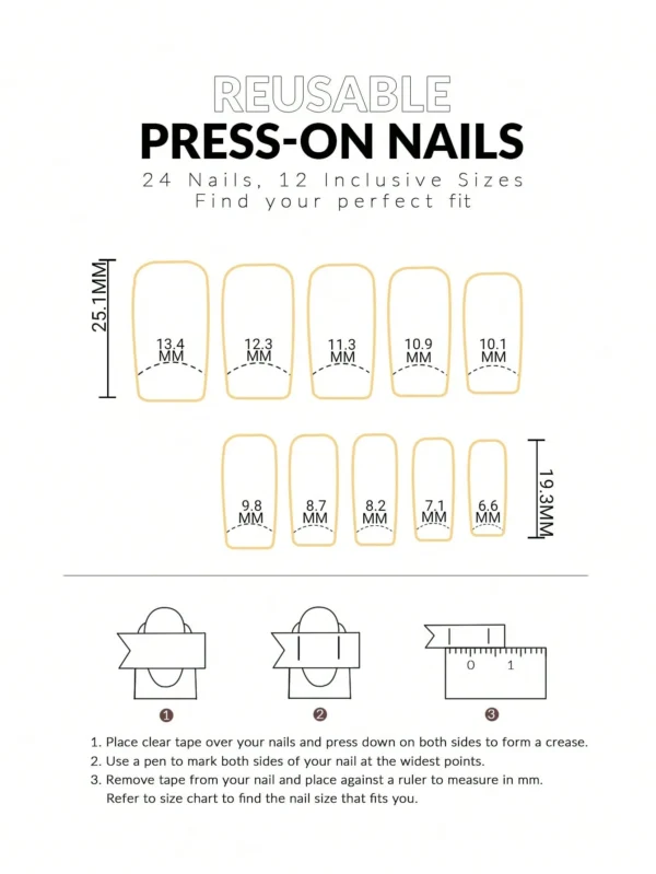 24 pcs ongles French floral longs – Image 6