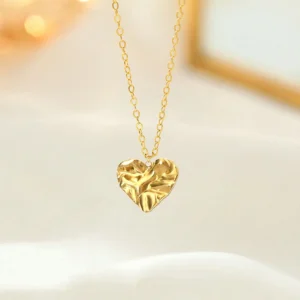 Collier Cœur Gaufré
