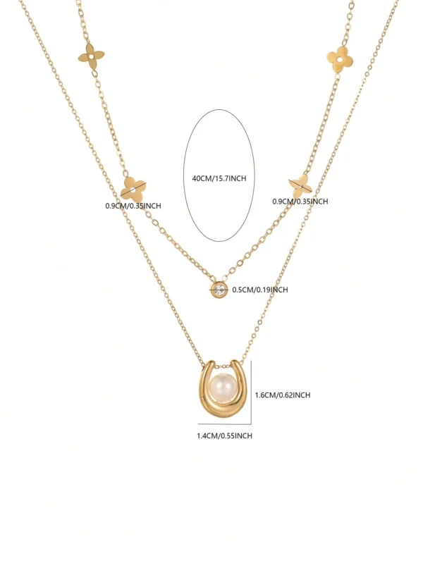 Collier Trèfle Perle Zircone – Image 7