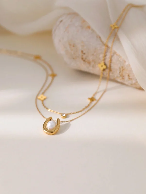 Collier Trèfle Perle Zircone – Image 4