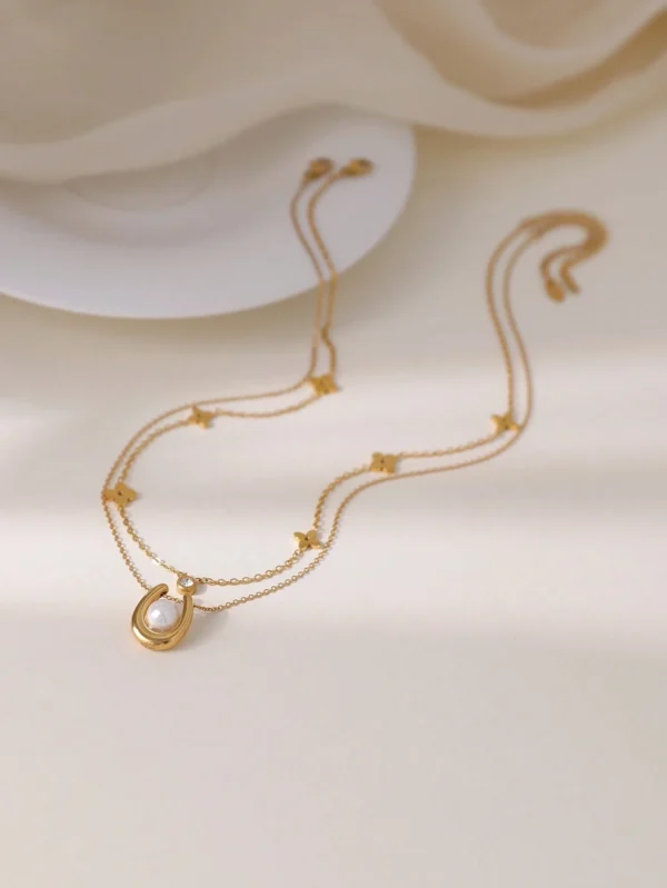 Collier Trèfle Perle Zircone – Image 6