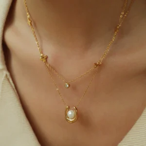 Collier Trèfle Perle Zircone