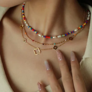 Collier Trèfle Chance Pierre