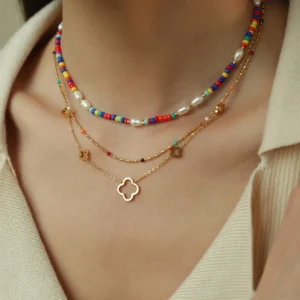 Collier Trèfle Chance Pierre