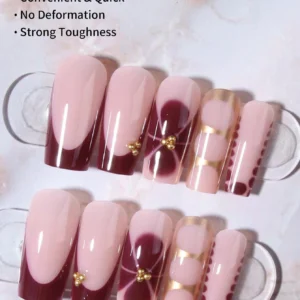 24 pcs ongles cercueil fleurs French