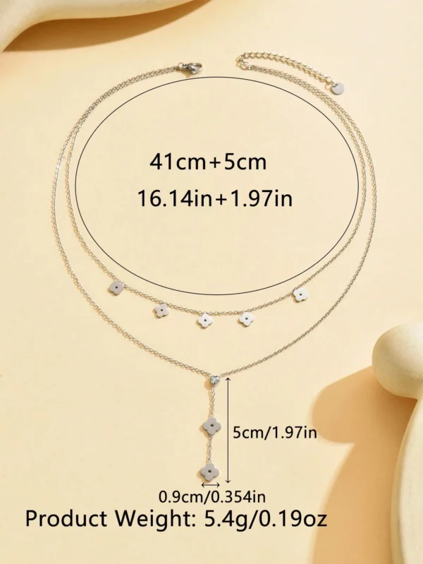 Collier fleur diamant double – Image 10