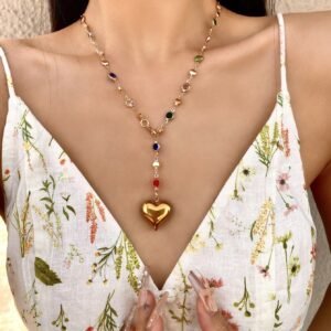 Collier Cristal Cœur Dé