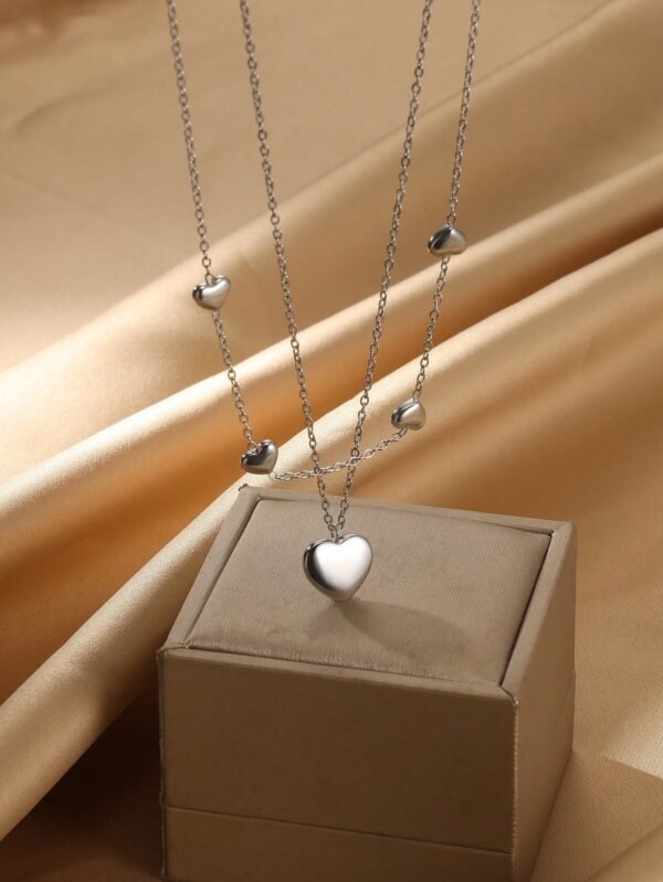 Collier Cœur Double Inox – Image 7