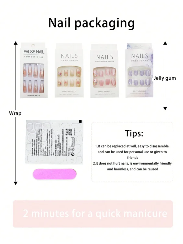 24 pcs ongles carrés nude dorés – Image 8