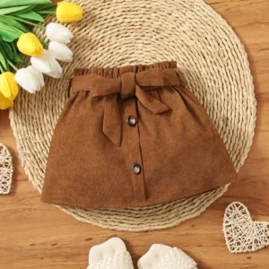 Jupe faux bouton ceinturée
