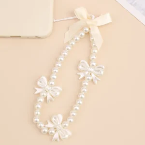 Collier de téléphone à perles et à nœud