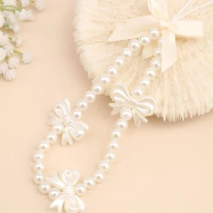 Collier de téléphone à perles et à nœud