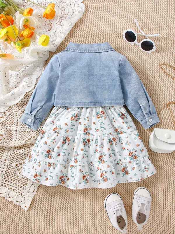 Veste jean + robe volants bébé – Image 2