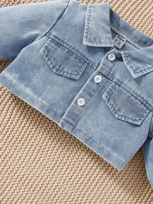 Veste jean + robe volants bébé – Image 5