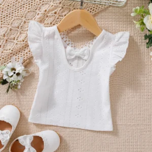 Top manches papillon dentelle bébé