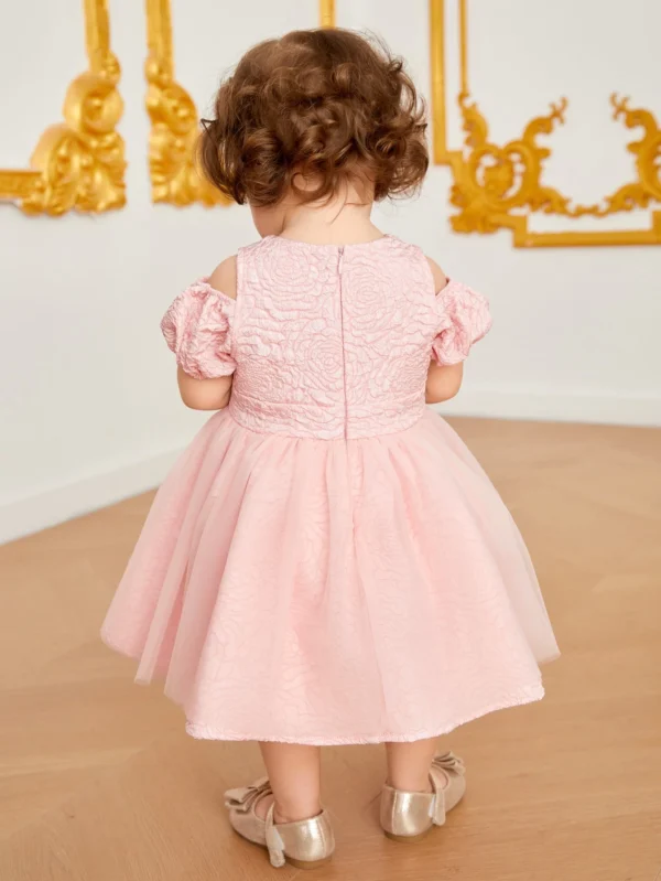 Robe soirée jacquard manches bouffantes – Image 2