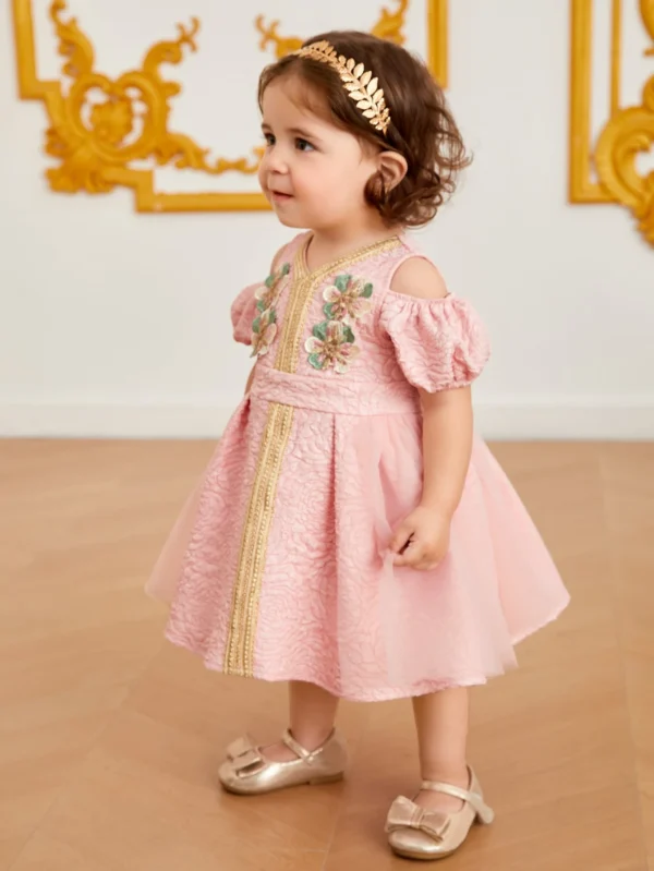 Robe soirée jacquard manches bouffantes – Image 3