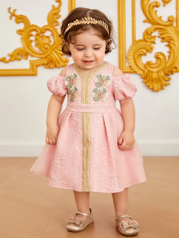 Robe soirée jacquard manches bouffantes – Image 4