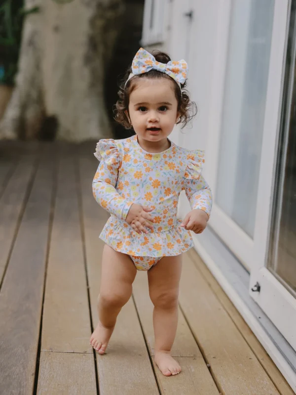 Maillot bain fleuri volants
