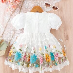 Robe manches bouffantes broderie