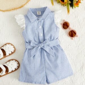 Barboteuse chemise ceinturée