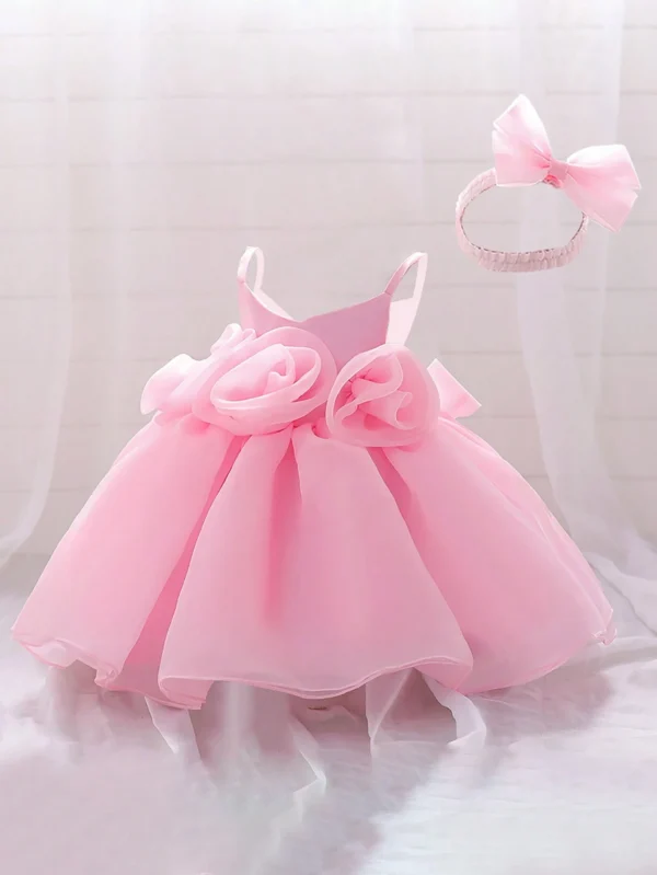 Robe satin fleurs tulle – Image 3