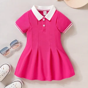 Robe rayée col polo bébé