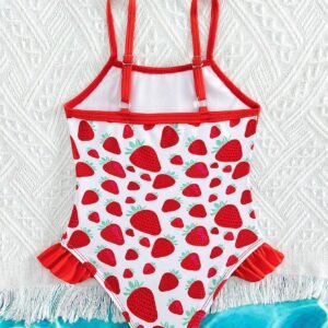 Maillot bain fraise volants