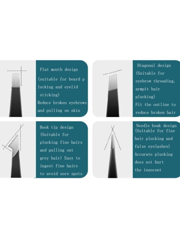 4 pcs pinces sourcils acier – Image 5