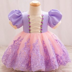 Robe fleurie brodée bicolore